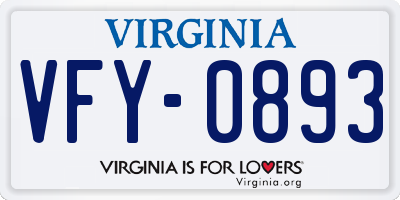 VA license plate VFY0893