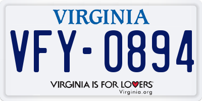 VA license plate VFY0894