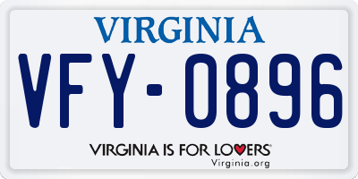 VA license plate VFY0896