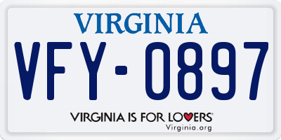 VA license plate VFY0897