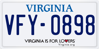 VA license plate VFY0898