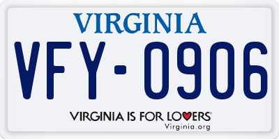 VA license plate VFY0906