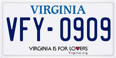 VA license plate VFY0909