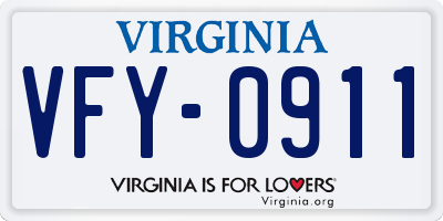 VA license plate VFY0911