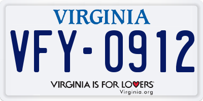 VA license plate VFY0912