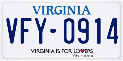 VA license plate VFY0914