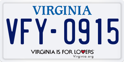 VA license plate VFY0915