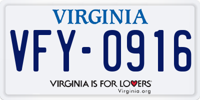 VA license plate VFY0916