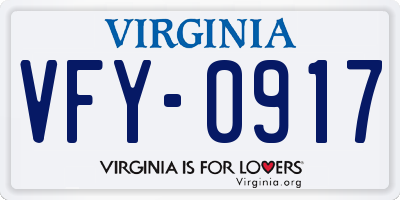 VA license plate VFY0917