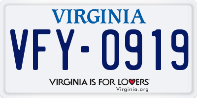 VA license plate VFY0919