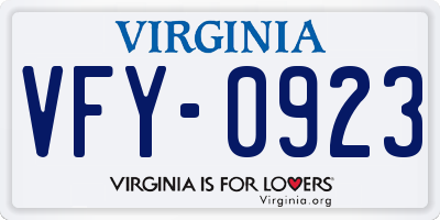 VA license plate VFY0923