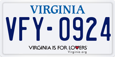 VA license plate VFY0924