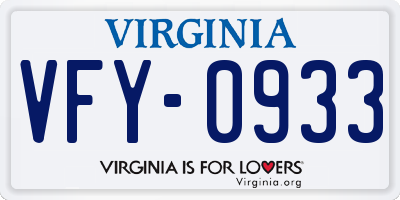 VA license plate VFY0933