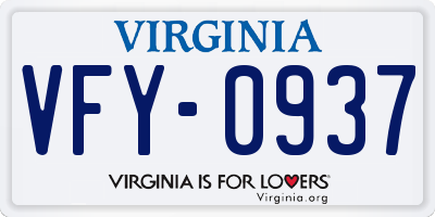 VA license plate VFY0937