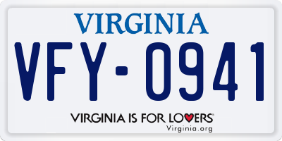 VA license plate VFY0941