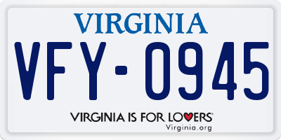 VA license plate VFY0945