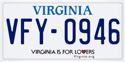 VA license plate VFY0946