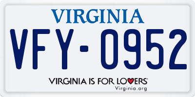 VA license plate VFY0952