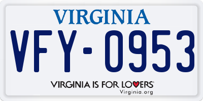 VA license plate VFY0953