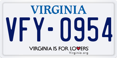 VA license plate VFY0954