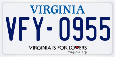 VA license plate VFY0955