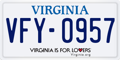 VA license plate VFY0957
