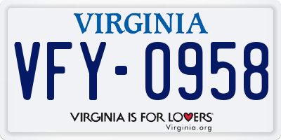 VA license plate VFY0958