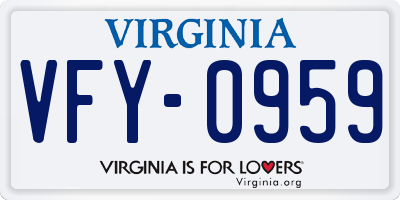 VA license plate VFY0959