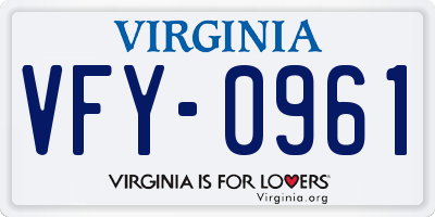 VA license plate VFY0961