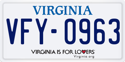 VA license plate VFY0963