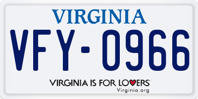 VA license plate VFY0966