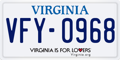 VA license plate VFY0968