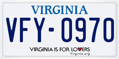 VA license plate VFY0970
