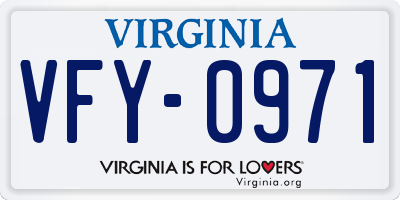 VA license plate VFY0971