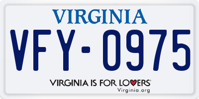 VA license plate VFY0975
