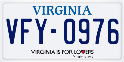 VA license plate VFY0976