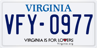 VA license plate VFY0977