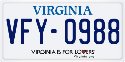 VA license plate VFY0988