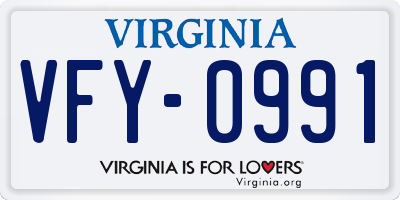 VA license plate VFY0991