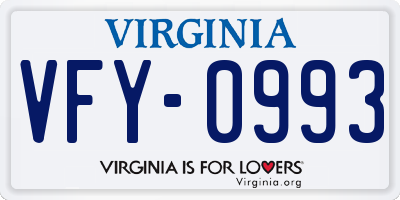 VA license plate VFY0993