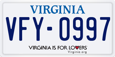 VA license plate VFY0997