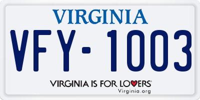 VA license plate VFY1003