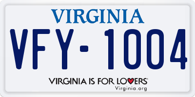 VA license plate VFY1004