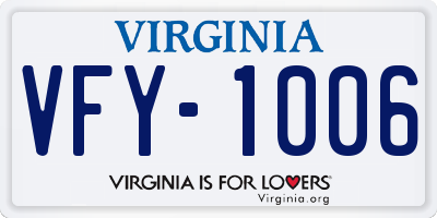 VA license plate VFY1006