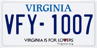 VA license plate VFY1007
