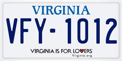 VA license plate VFY1012