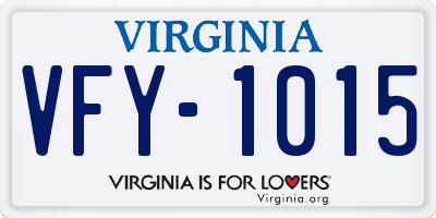 VA license plate VFY1015