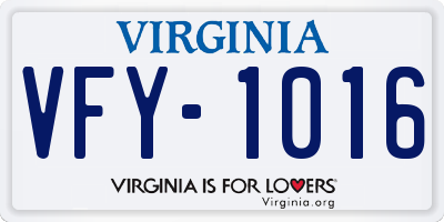 VA license plate VFY1016
