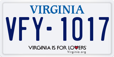 VA license plate VFY1017