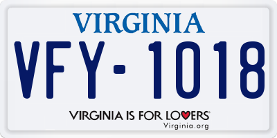 VA license plate VFY1018